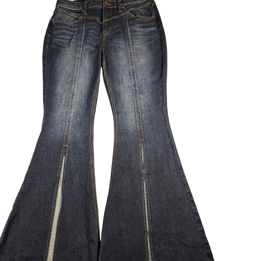 Shyanne Womens Dark Wash Flare Leg Western Denim Jeans Blue 32W x 32L